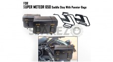 Fit For Royal Enfield Super Meteor 650 Pannier Bags With Saddle Stay Black - SPAREZO